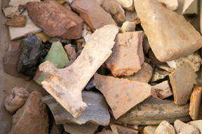 Shards of pottery can be seen mixed with rubble Matic Zorman / Maison Moderne