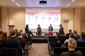 Lily Wang from Expon, Hind El Gaidi from Astorg, Alberto Facchinato from EQT and Armand Kantar from Kroll were speakers at the event on valuations in times of market uncertainty, held on 1 December at Société Générale. Matic Zorman / Maison Moderne