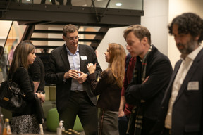 Guillaume Roch and other attendees at the networking cocktail. Matic Zorman / Maison Moderne