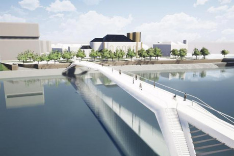 La nouvelle passerelle des Cygnes sera réservée aux piétons et aux vélos. ( Illustration: Mairie de Thionville )