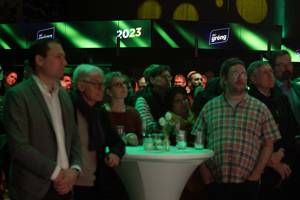 In front of some 250 members gathered in the foyer of the Rockhal, the leadership of the déi Gréng party said it was “confident” and “optimistic” ahead of the 2023 elections. (Photo: Guy Wolff/Maison Moderne)