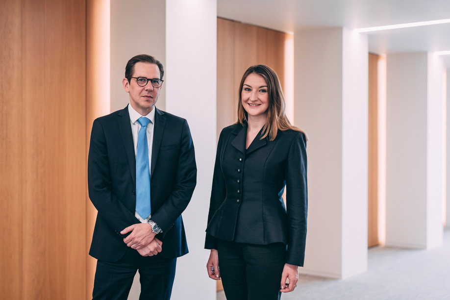 Lionel De Broux, chief investment officer and Jade Marie Bajai, investment strategist, at the Banque Internationale à Luxembourg. Photo: Bil