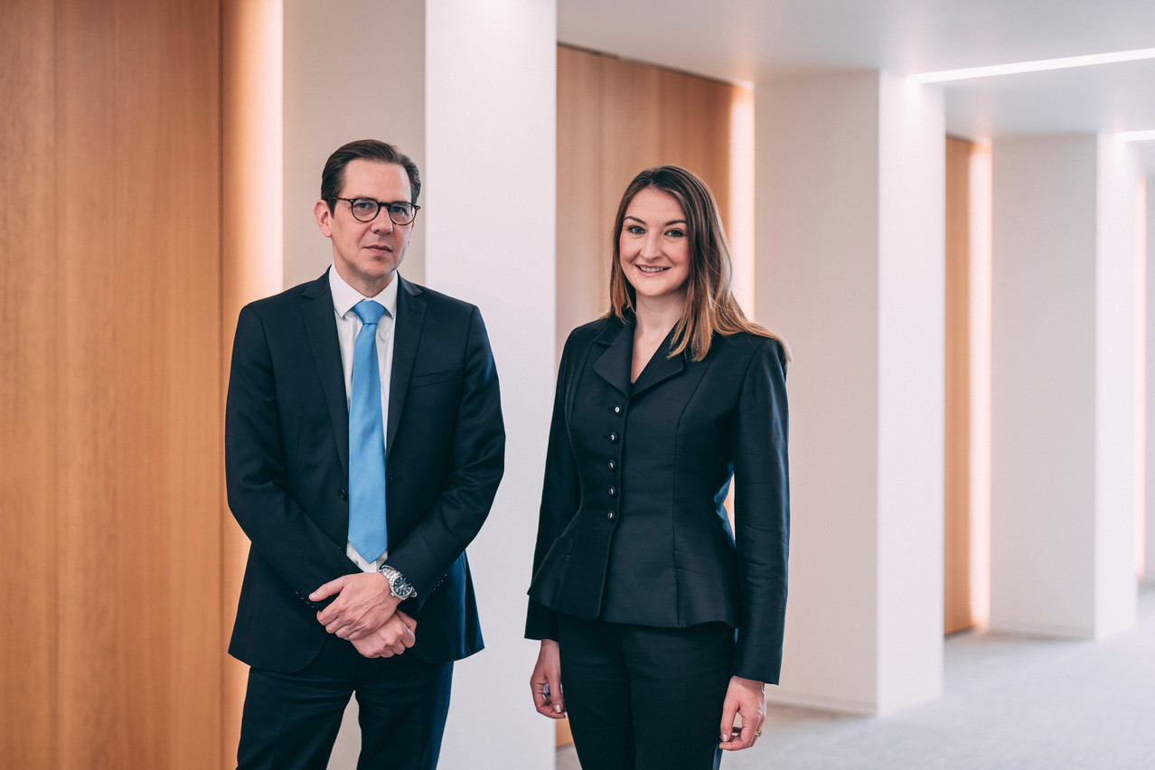 Lionel De Broux, chief investment officer and Jade Marie Bajai, investment strategist, at the Banque Internationale à Luxembourg. Photo: Bil
