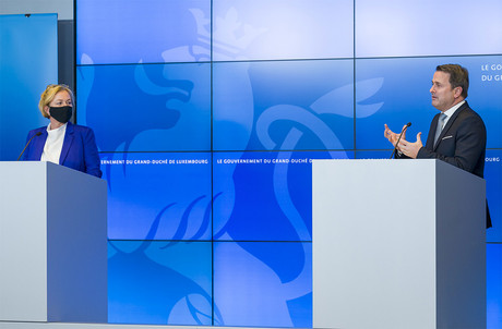Paulette Lenert et Xavier Bettel ont détaillé la stratégie de vaccination du Luxembourg. (Photo: SIP / Jean-Christophe Verhaegen)