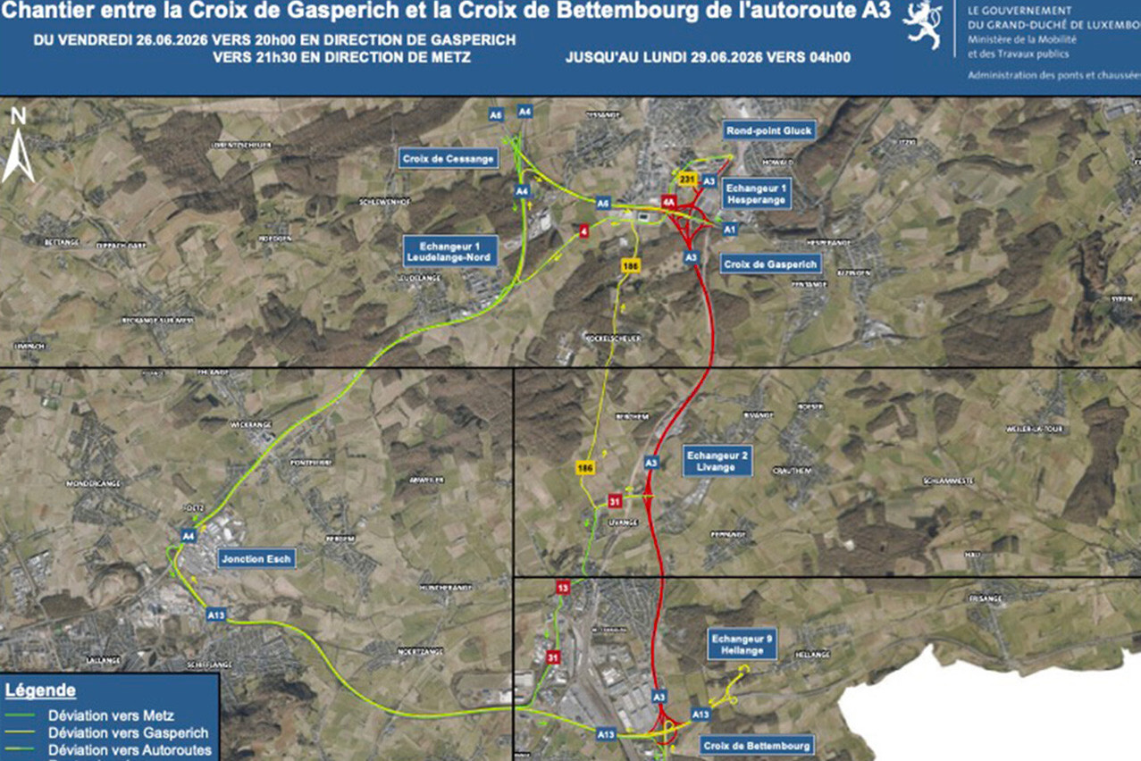Motorists will need to follow diversion routes, including the A4, A6 and A13 motorways, depending on where they are coming from and where they are going. (Image: Administration des ponts et chaussées)