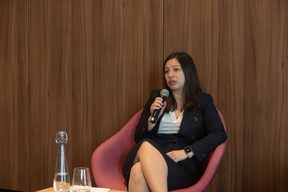 Viktoria Dimitrova (Arendt) speaking at the transfer pricing event organised by the Luxembourg Private Equity & Venture Capital Association (LPEA) on 3 May 2023. Photo: Matic Zorman / Maison Moderne