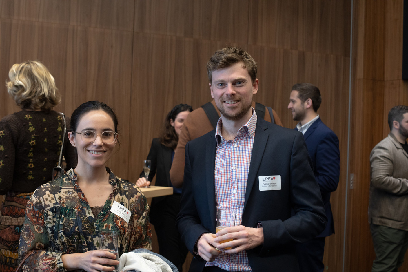 Maria Urtasun (European Investment Fund) and Patrick Robinson (Cafico International) at the LPEA's transfer pricing event on 3 May 2023. Photo: Matic Zorman / Maison Moderne