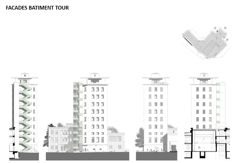 Vues des façades de la tour. (Illustration : Jim Clemes Associates)