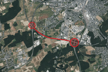Les travaux se dérouleront sur l’autoroute A6, entre la croix de Cessange et la croix de Gasperich. (Photo: Capture d’écran/Geoportail.lu)