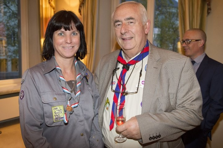  Chris Garratt is pictured with Carrie Milne at the British embassy in Luxembourg on the occasion of the Telstar Scouts 40 th  anniversary  Delano archives