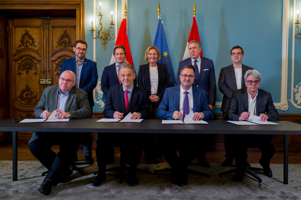 “We are four out of five, I would have preferred five out of five”, admitted prime minister Xavier Bettel (DP), at the presentation of the €830m agreement signed by the unions, employers and government. Photo: © SIP / Jean-Christophe Verhaegen