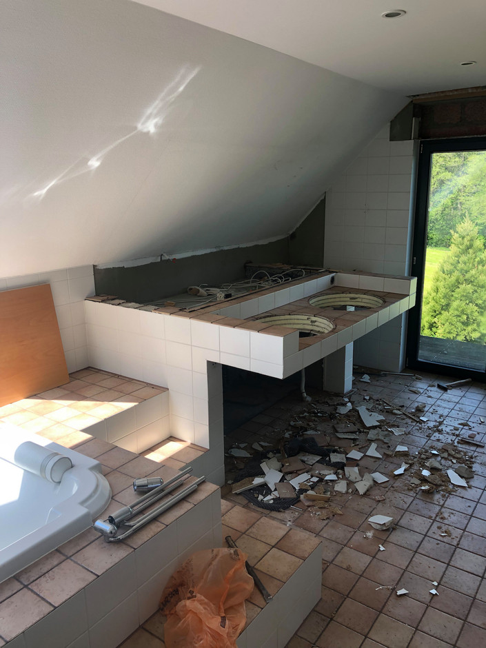 One of the home’s bathrooms is been during renovation work. Photo provided by Batipol