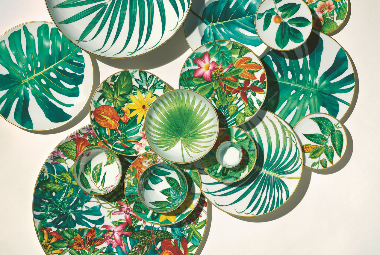Le service de table Passifolia d’Hermès est un hommage à la flore tropicale. (Photo: Audrey Corregan)