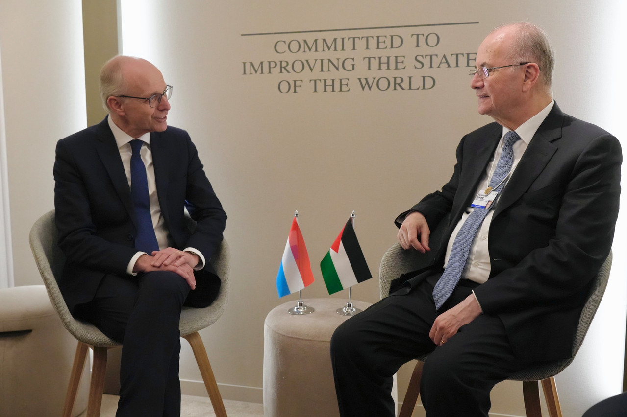 At Davos, Prime Minister Luc Frieden met with Palestinian Prime Minister Mohammed Mustafa (Photo: Ministry of State)