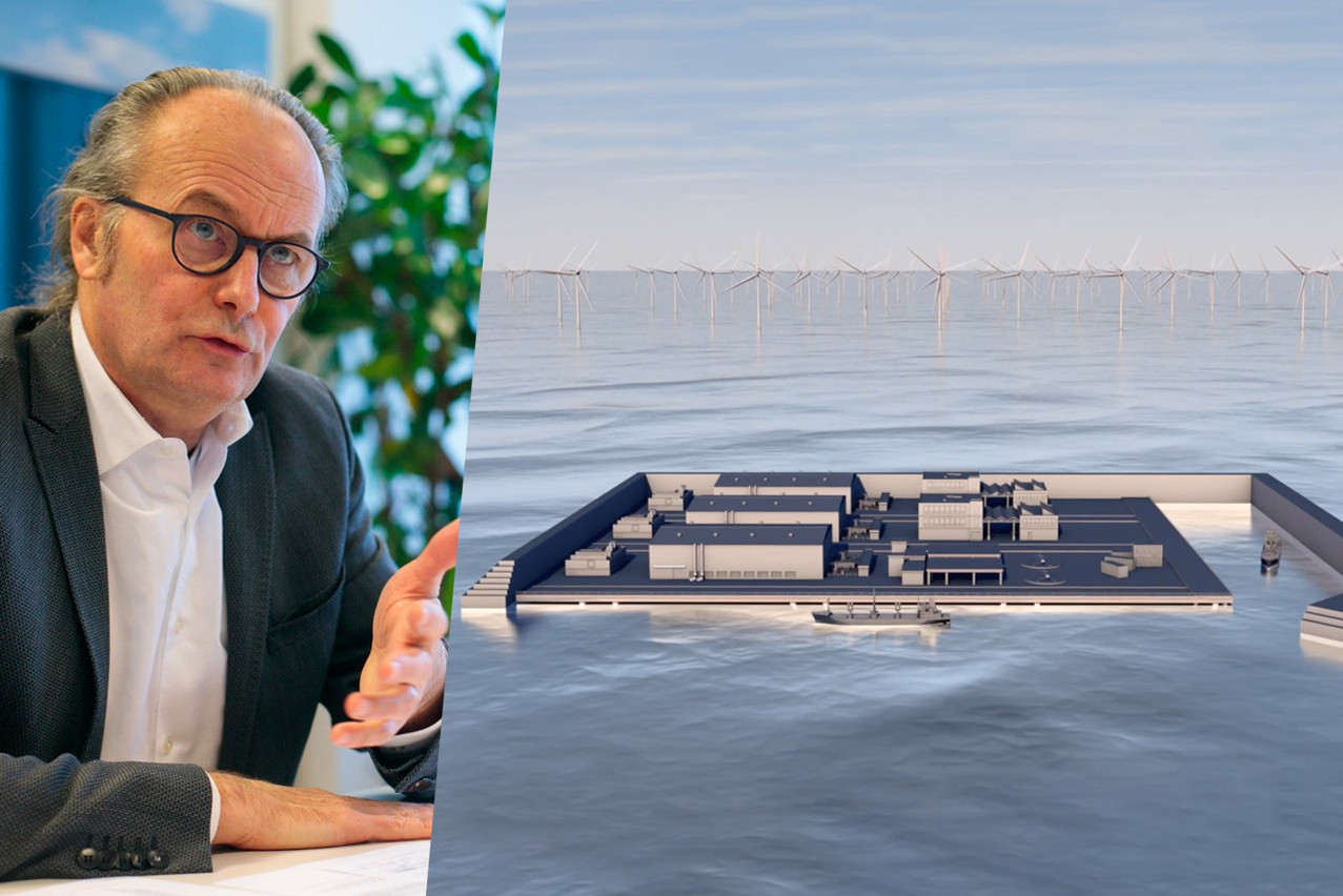 Claude Turmes details his estimated €30bn plan for offshore wind power. (Photos: Matic Zorman/Maison Moderne/Archives; DR. Editing: Maison Moderne)