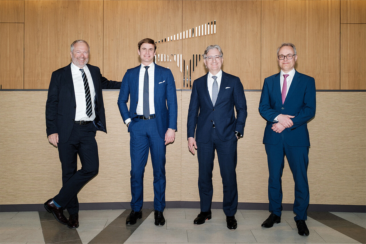 From left to right: José-Benjamin Longrée, Laurent Capolaghi, Elmar Schwickerath and Christophe Vandendorpe, representing the four pillars of EY’s integrated fund solutions approach to support the transformation of the financial sector in a context of accelerated change. Photo: Patricia Pitsch / Paperjam