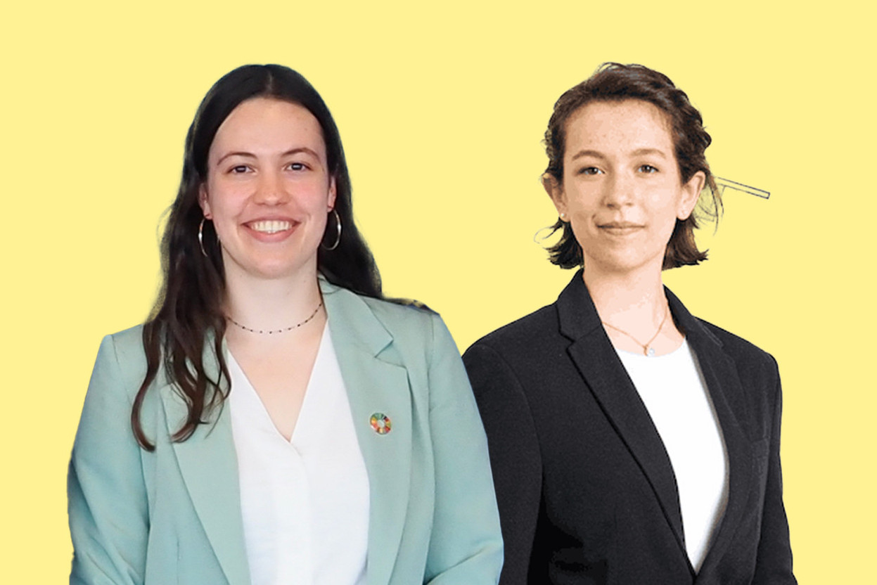 Lara Bertemes and Sarah Mackel will represent Luxembourg’s youth at Cop30 in Brazil in November 2025 as “climate youth delegates.” They aim to defend ambitious climate action, intergenerational justice and the links between health and the environment. Photos: MECB/Jungendrot. Montage: Maison Moderne