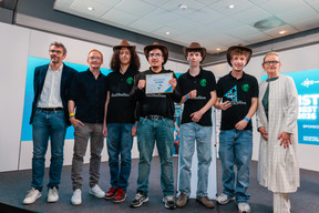 Pierre Clemes, Ilias Derchoul, Amin Licina and Samuel Petri founded SoilStallion, a mini-company from Lycée Aline Mayrisch that produces a premium organic fertiliser made from pasteurised horse manure. (Photo: Pierre Levy/JEL)