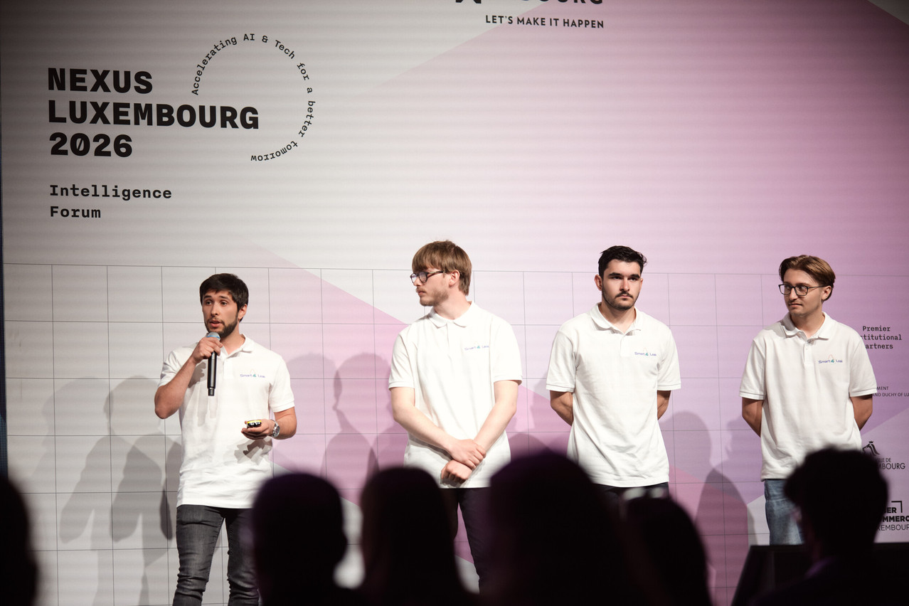 Smart4Leak, pictured presenting at Nexus Luxembourg 2026, is one of two teams that will represent Luxembourg at GEN-E 2026, alongside SoilStallion. (Photo: Lux Photo Pro/Nexus Luxembourg)