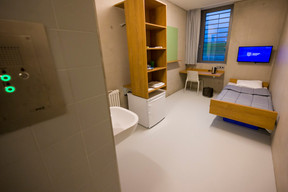 View of a cell for a detainee. Photo: SIP/Jean-Christophe Verhaegen