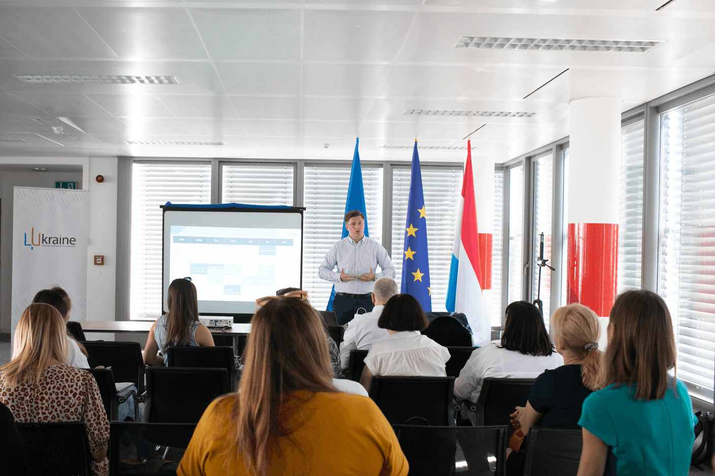 LUkraine project lead Oleksandr Petrykov presented the programme to the selected Ukrainian accountants on 2 September. Photo: Matic Zorman, Maison Moderne