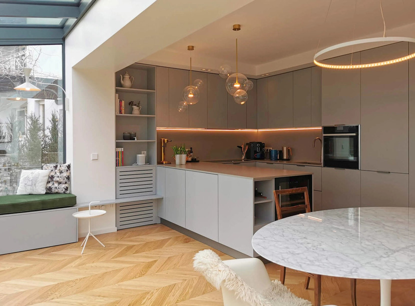 Following an extension and refurbishment, the kitchen and dining area in this Gasperich home had much more light. Photo provided by Ideas Factory