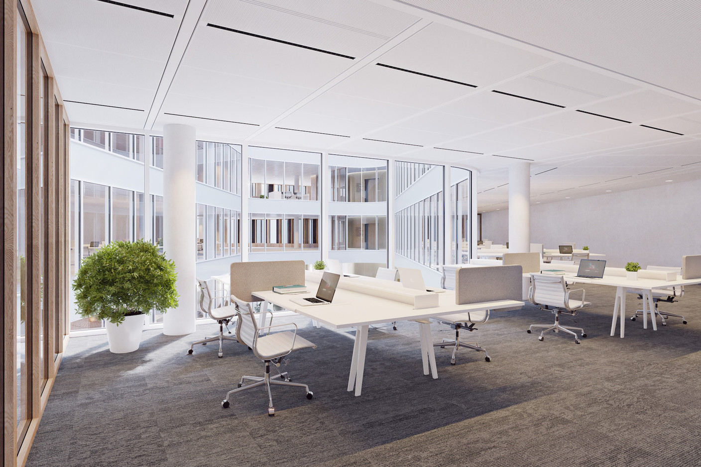 Les espaces de bureaux seront flexibles et adaptables aux souhaits des utilisateurs. (Illustrations : IKO Real Estate-Thomas & Piron)