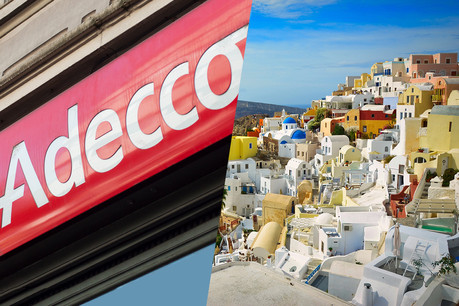 Adecco met en jeu trois voyages d’une semaine en Grèce pour attirer des candidats. (Photos: Shutterstock. Montage: Maison Moderne)