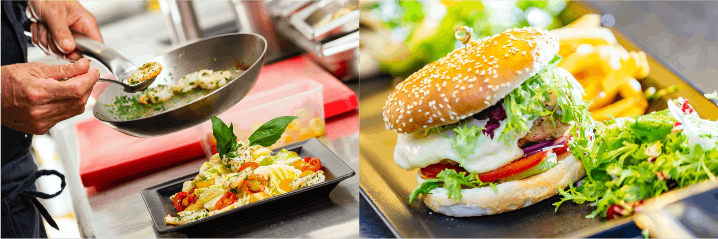 Salade de scampis et Burger à composer Simon Piraux