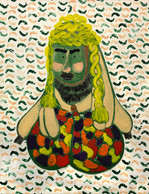 Mike Bourscheid, «The shameful discovery of sausage hair», 2018, bâton d’huile et imprimé pomme de terre sur papier, 127x105 cm, prix de départ: 6.200 euros. ((Photo: Mike Bourscheid))