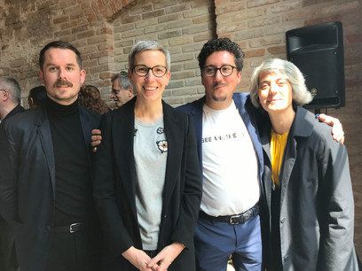 Kevin Muhlen, directeur du Casino Luxembourg, Sam Tanson, ministre de la Culture, Marco Godinho, artiste, et Graça Fonseca, ministre de la Culture du Portugal. (Photo: Paperjam)