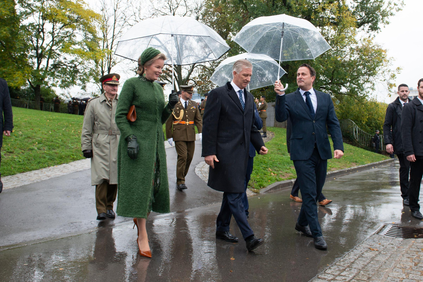 S.M. la Reine des Belges, S.M. le Roi des Belges et Xavier Bettel (Premier ministre) (Photo: Anthony Dehez)