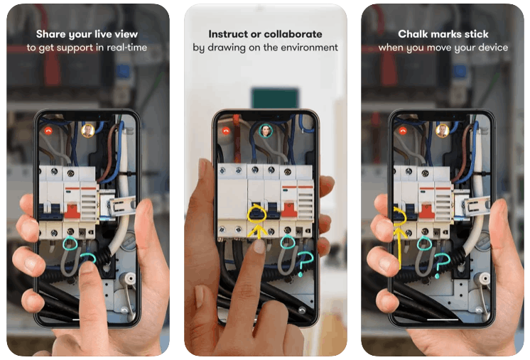 How can you help an employee at the site of a maintenance or incident? By annotating the images that he broadcasts live. (Photo: Vuforia Chalk)