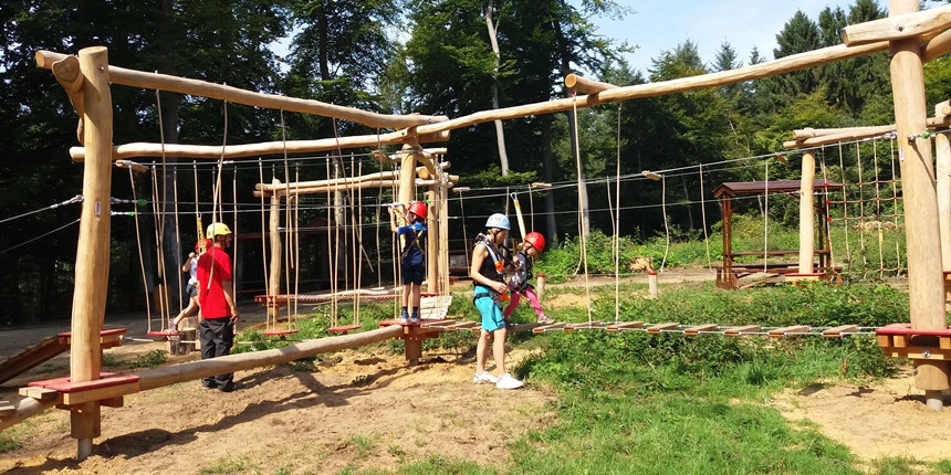 Even kids as young as four can try the ropes course Steinfort Adventure