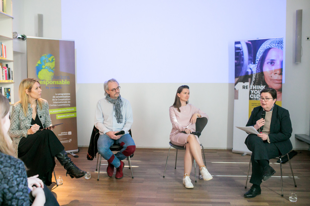 From left to right: Hedda Pahlson-Moller (debate moderator), Georges Kieffer (founder of BENU village), Katia Vladimirova (senior research associate, University of Geneva), Marie-Hélène Pradines (European Commission).  Matic Zorman / Maison Moderne