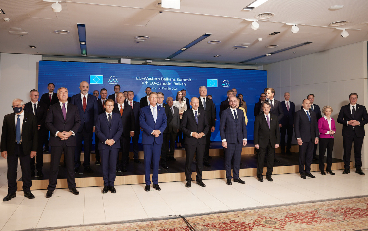 A family photo of EU leaders gathered for the EU–Western Balkans Summit on 6 October Photo: European Union / Dimitris Papamitsos