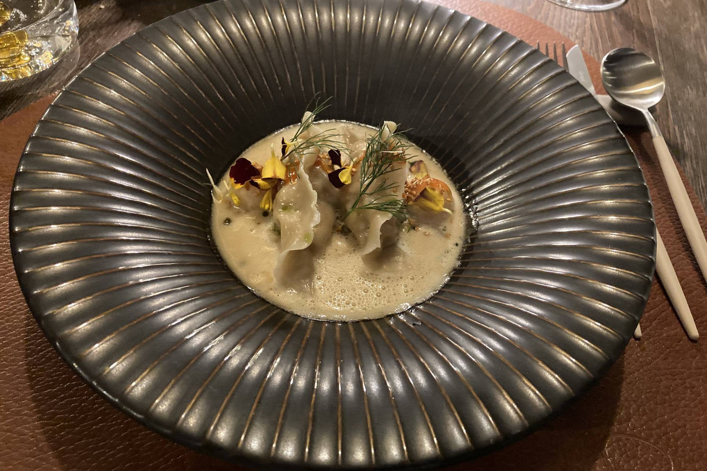 Langoustine dumpling.  Photo: Paperjam