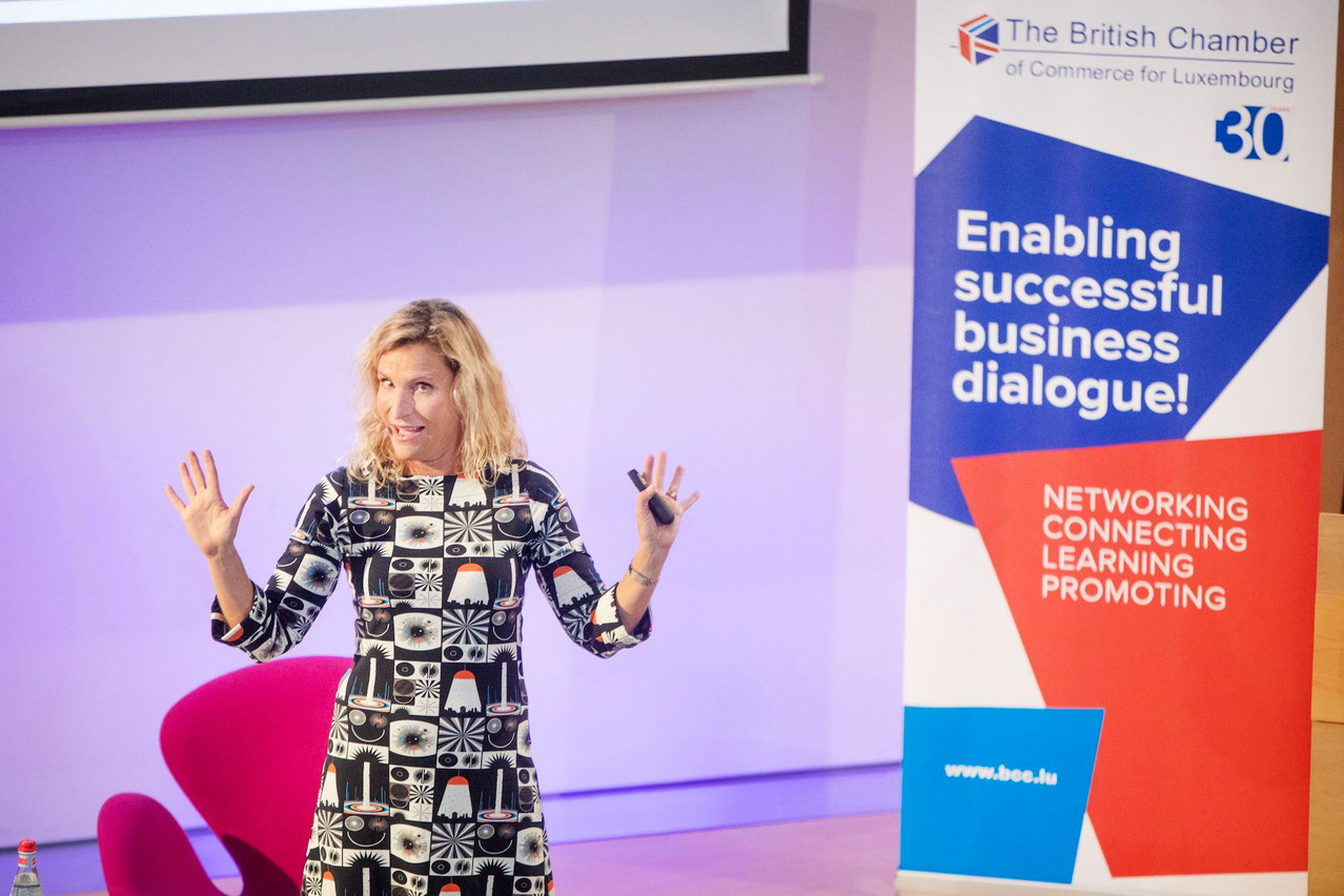 Liselotte Lyngsø, a futurist based in Denmark, spoke at the British Chamber of Commerce for Luxembourg’s Leadership Forum, held at the Banque de Luxembourg, 19 October 2022. Photo credit: Steve Eastwood/British Chamber of Commerce for Luxembourg