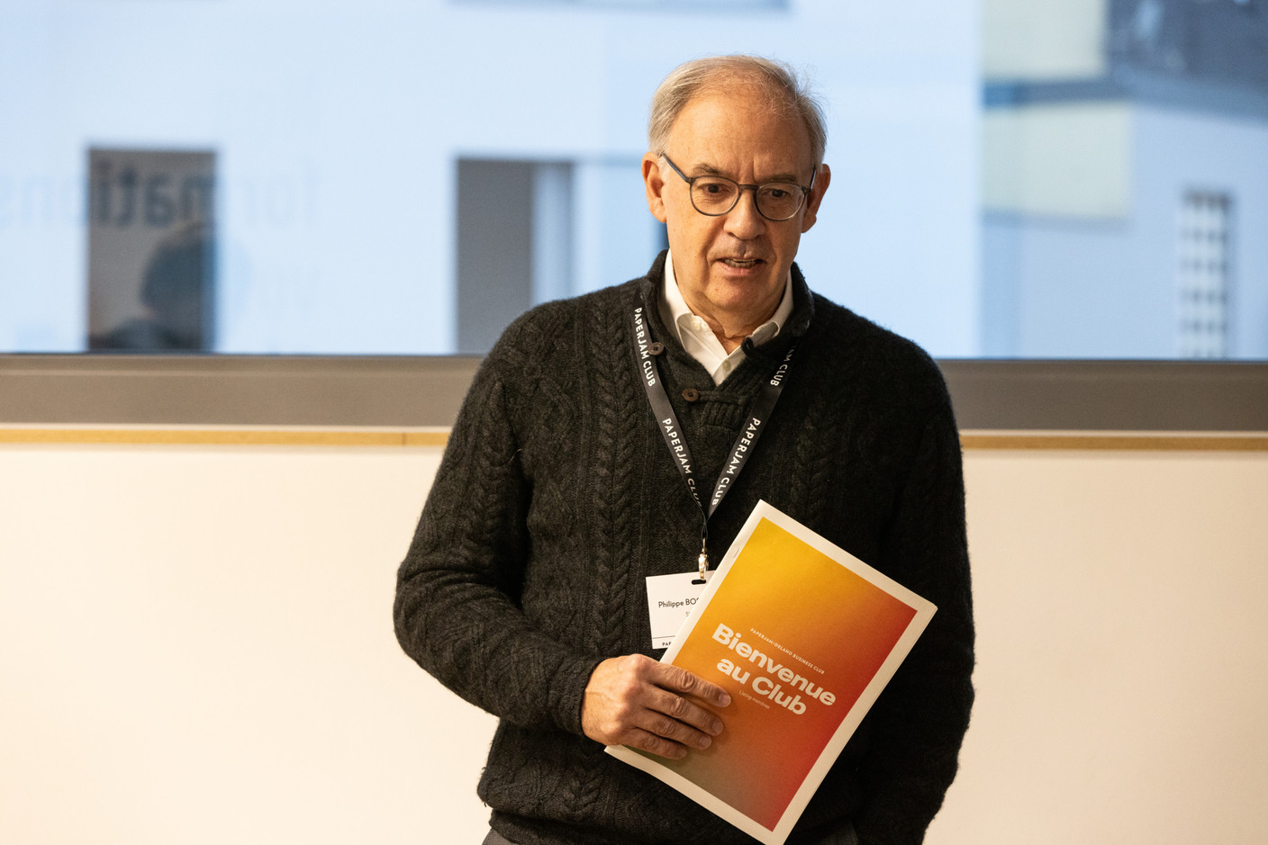 Philippe Bostnavaron (Shrink.WE.U) at the Paperjam+Delano Business Club’s new members breakfast on Wednesday 10 January 2024. Photo: Eva Krins / Maison Moderne