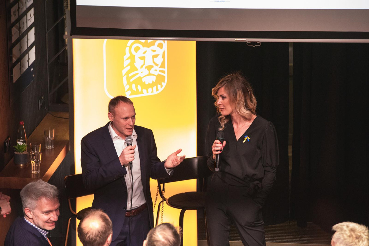 Philipp Moessner from GSK Stockmann and Gosia Kramer from The Office were the key speakers at Delano Live on 22 March Photo: Eva Krins/Maison Moderne