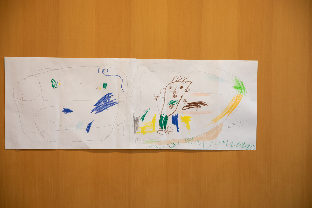 This drawing by her nephew occupies a dominant space in Carole Miltgen’s office. Photo: Matic Zorman