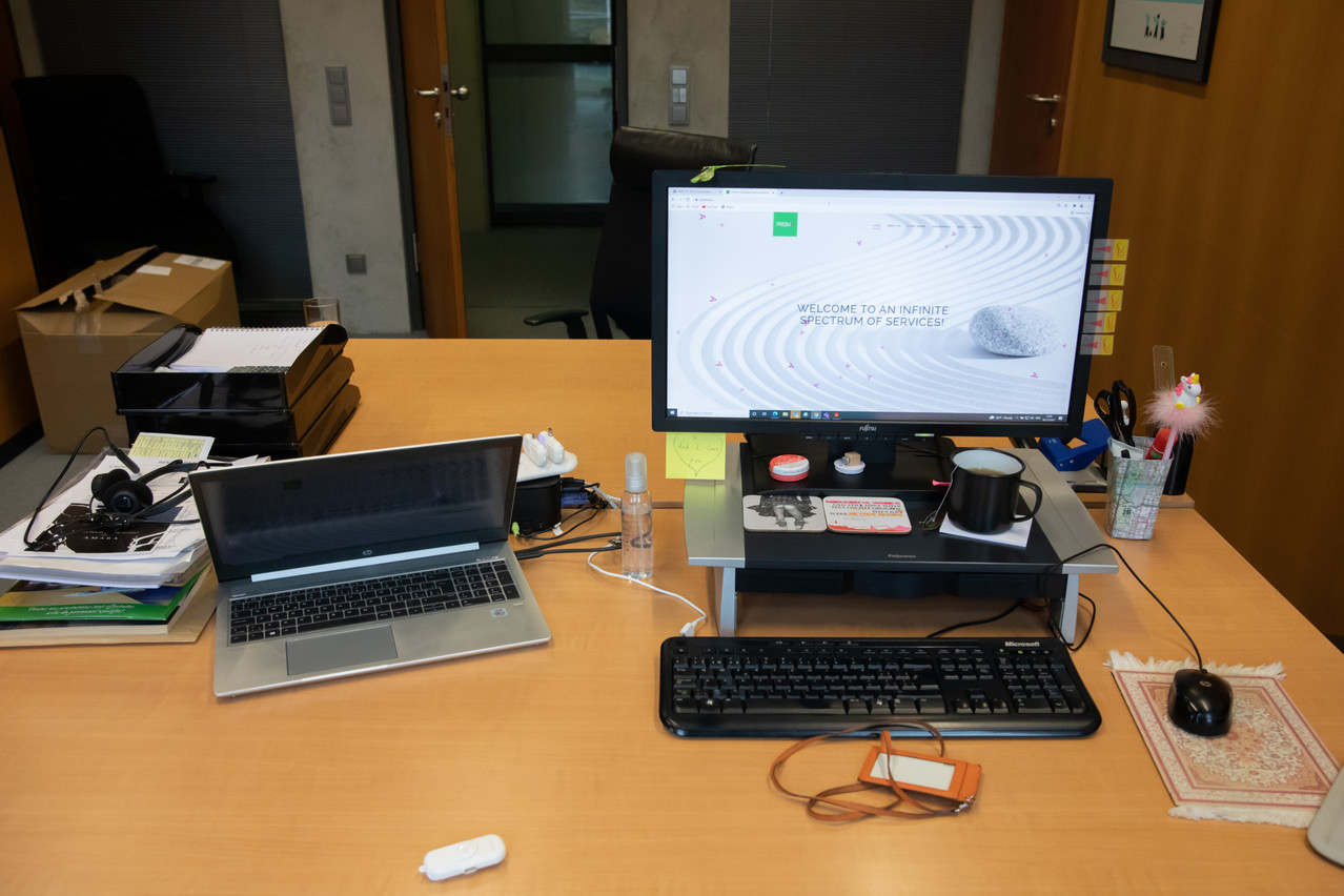 Carole Miltgen’s desk in her Kirchberg offices. Photo: Matic Zorman