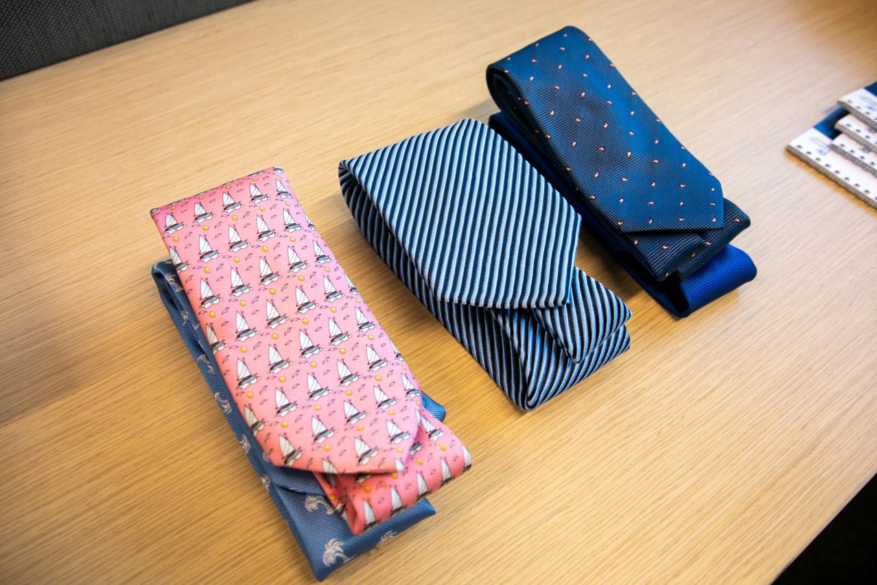 One of the first things Delano noticed on Bérenger Vidal de la Blache’s desk was this collection of classy ties. Seen on 29 October 2021. Photo: Matic Zorman