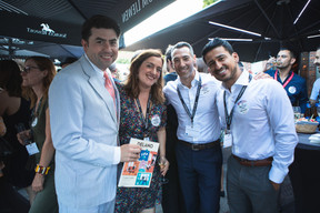 2022: Craig and Tasha Ferguson and Michael and Shalom Konstantino enjoy the summer weather during Delano’s Expat Guide release party at Zulu. Maison Moderne archives