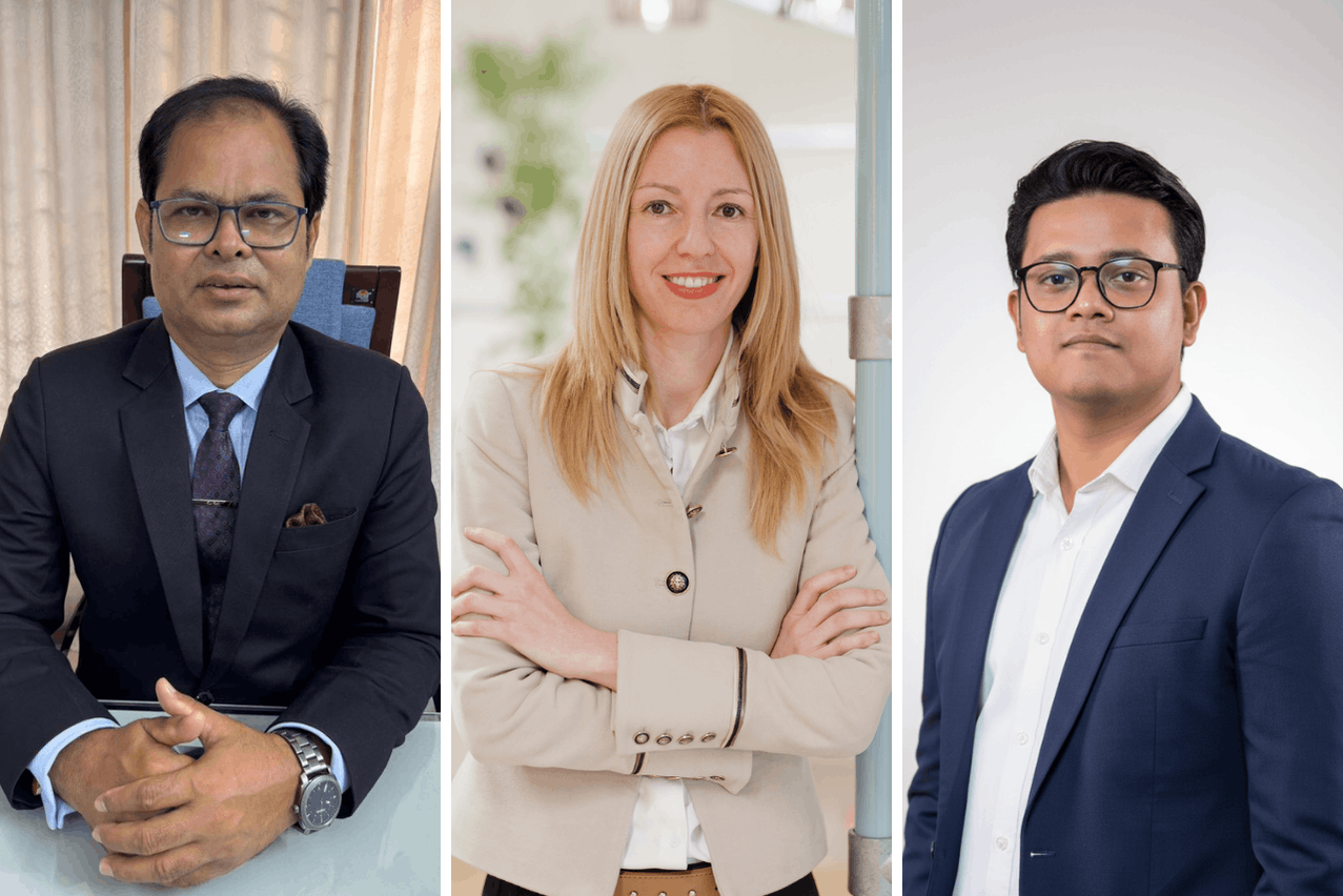 Mohammad Mozammel Huq Ratan (CEO – APDS), Maria Mateo (CEO – Ibisa), Rokon Ashraful (Project Manager – Ibisa Bangladesh) Photo: Marion Dessard, for the photograph of Maria Mateo