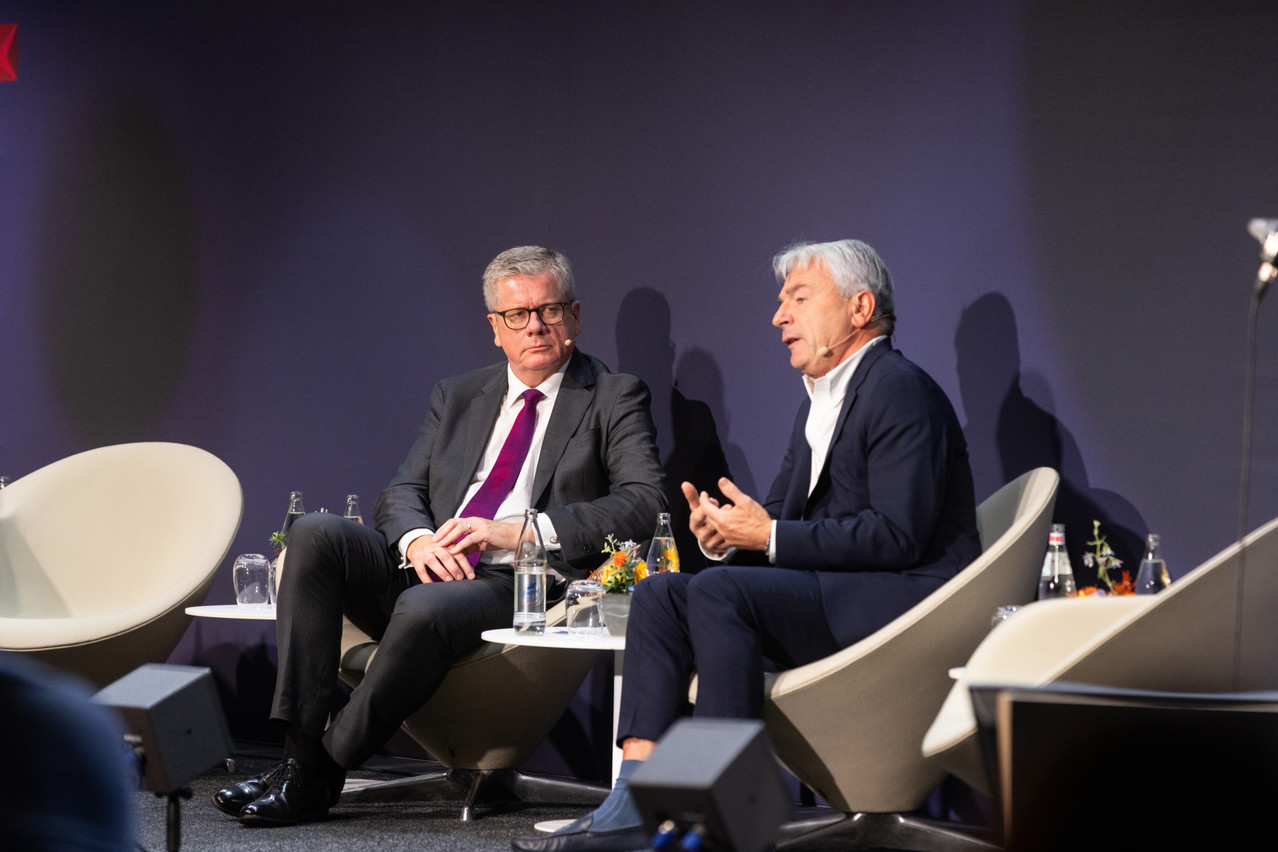Claus Mansfeldt, chair of Swancap Investment Management and the Luxembourg Private Equity & Venture Capital Association (LPEA), and Dominique Gaillard, executive chair of Armen, spoke about private equity general partner (GP) consolidation during the LPEA Insights conference, held at Luxexpo, 17 October 2024. Photo: Eva Krins/Maison Moderne