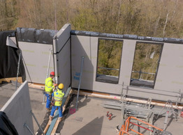 The construction system combines a timber frame with bio-based materials with a view to reducing the carbon footprint of buildings. (Photo: Leko Labs)
