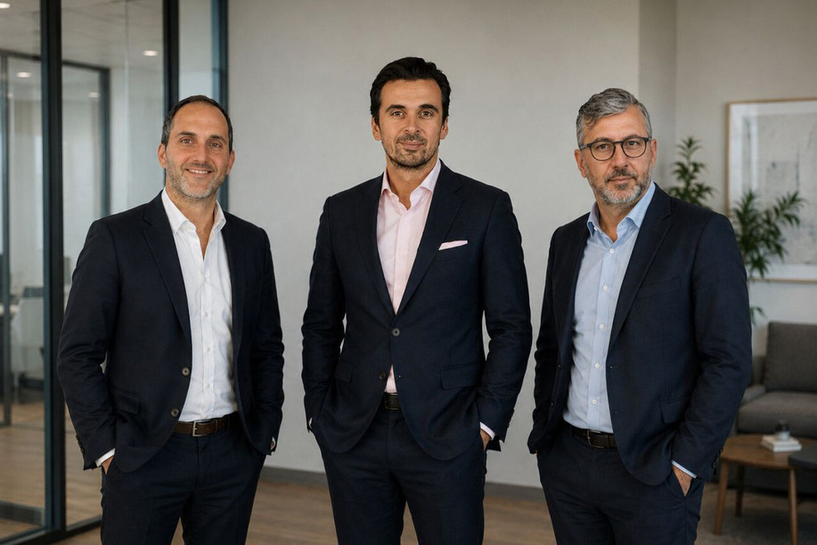 Nicolas Lagrèze, Philippe Reynier and Vahan Avetisyan, the founders of Cigno, have signed a partnership agreement with the Luxembourg-based company We Put You In Touch. Photo: Cigno