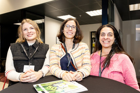 Catherine Warnotte (Sedna Capital), Ines Calderon and Juliana Lanel Mion (Intelsat) during the ‘Let’s Taste: Wow’ event at the Mini dealership in Cloche d’Or on Thursday 25 January 2024. Photo: Marie Russillo/Maison Moderne