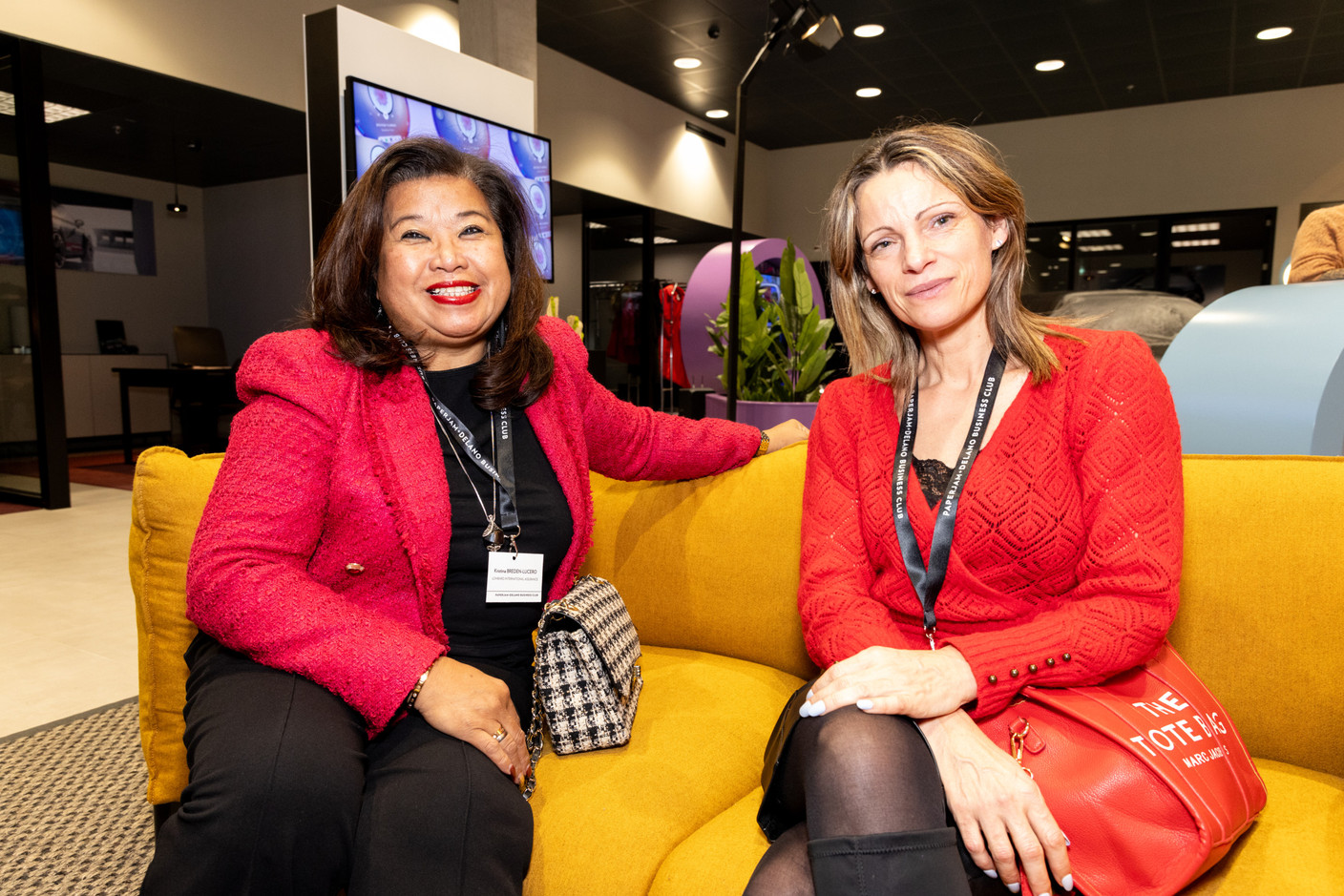 Kristina Breden-Lucero and Natalie Willems (Lombard International Assurance) during the Women-on-winetasting event on Thursday 25 January 2024. Photo: Marie Russillo/Maison Moderne